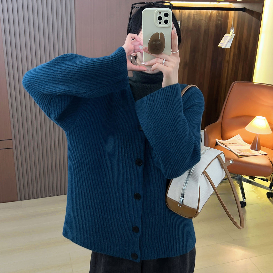Damernes chunky strik cardigan med lange ærmer og en afslappet pasform Stilla