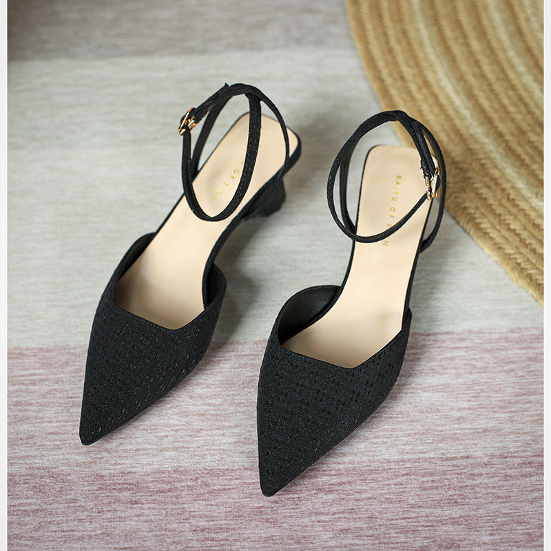 Dame Chic Spids-Tå Slingback-Pumps med transparent blokhælk Stilla