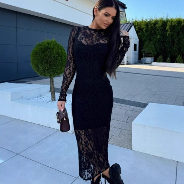 Dame Elegant Spids-Maxi-Kjole Stilla