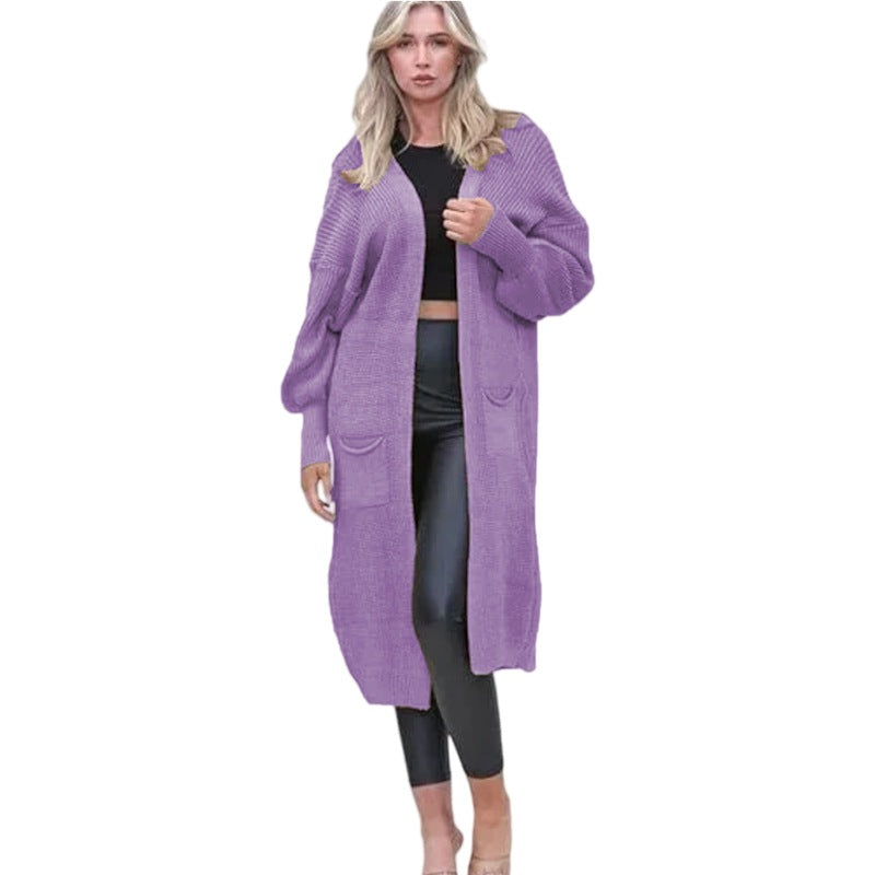 Kvinders Chunky Strik Cardigan med Åbne Lommer og Casual Design Stilla