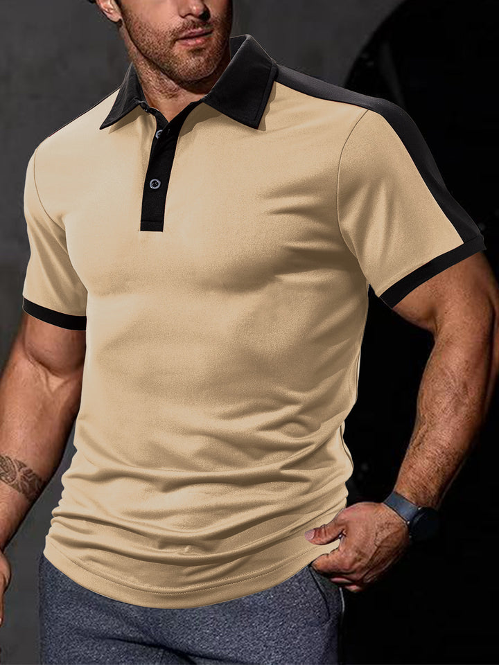 Herrer med figurtilpasset kontrast-polo-shirt med skulderpas og skjortekrave Skovae