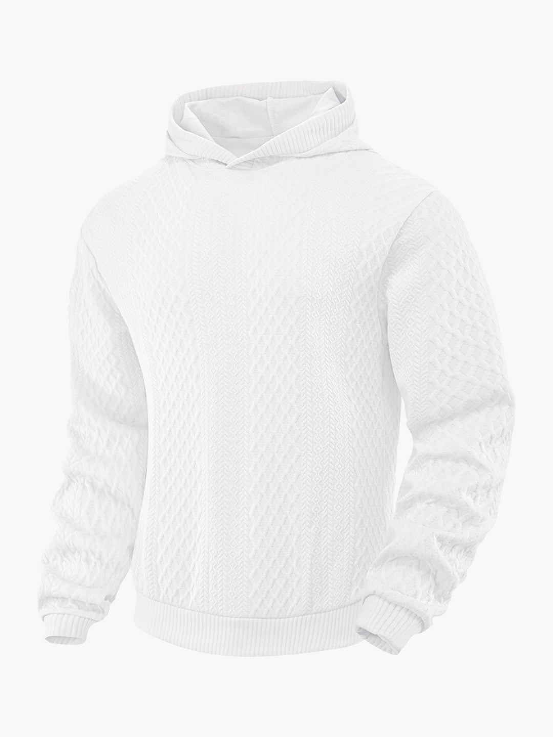 Herre nan struktureret slangenkrave-sweater med hætte og vaffelmønster Jacquard Skovae