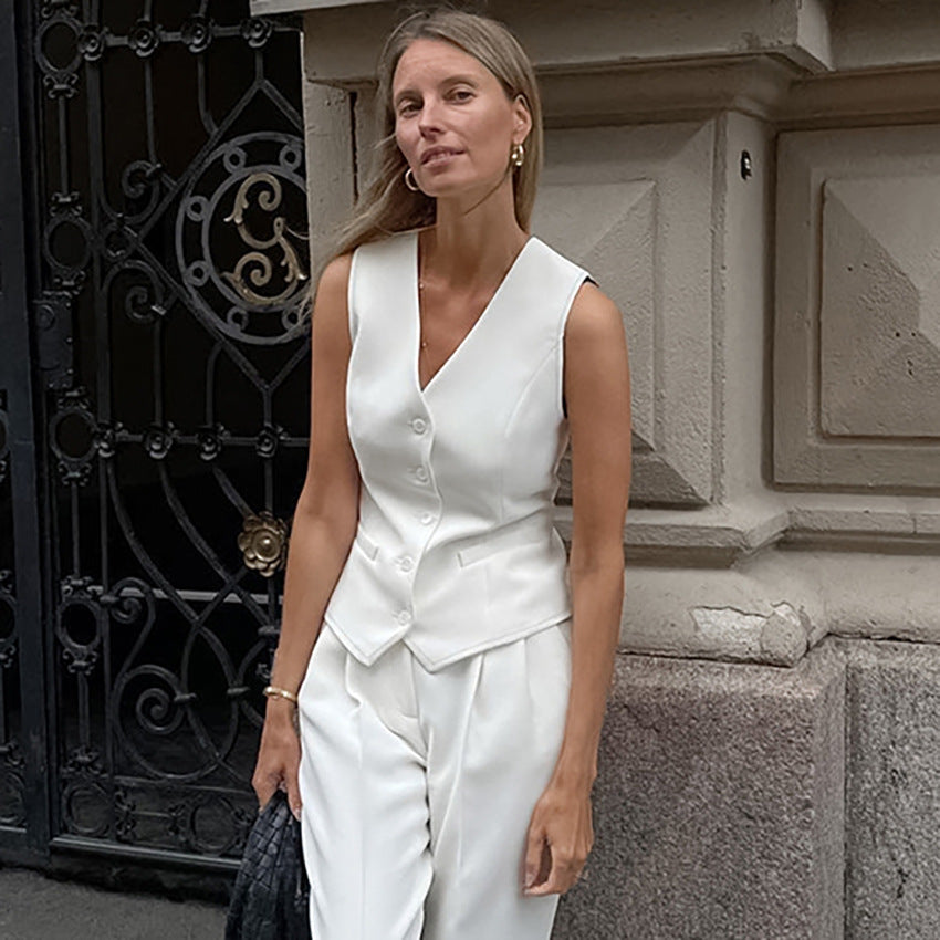 Dame Elegant Vest med figursyet snit og praktiske lommer Stilla