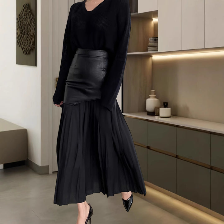 Kvinders langærmet sweater og blyantskirt sæt Skovae