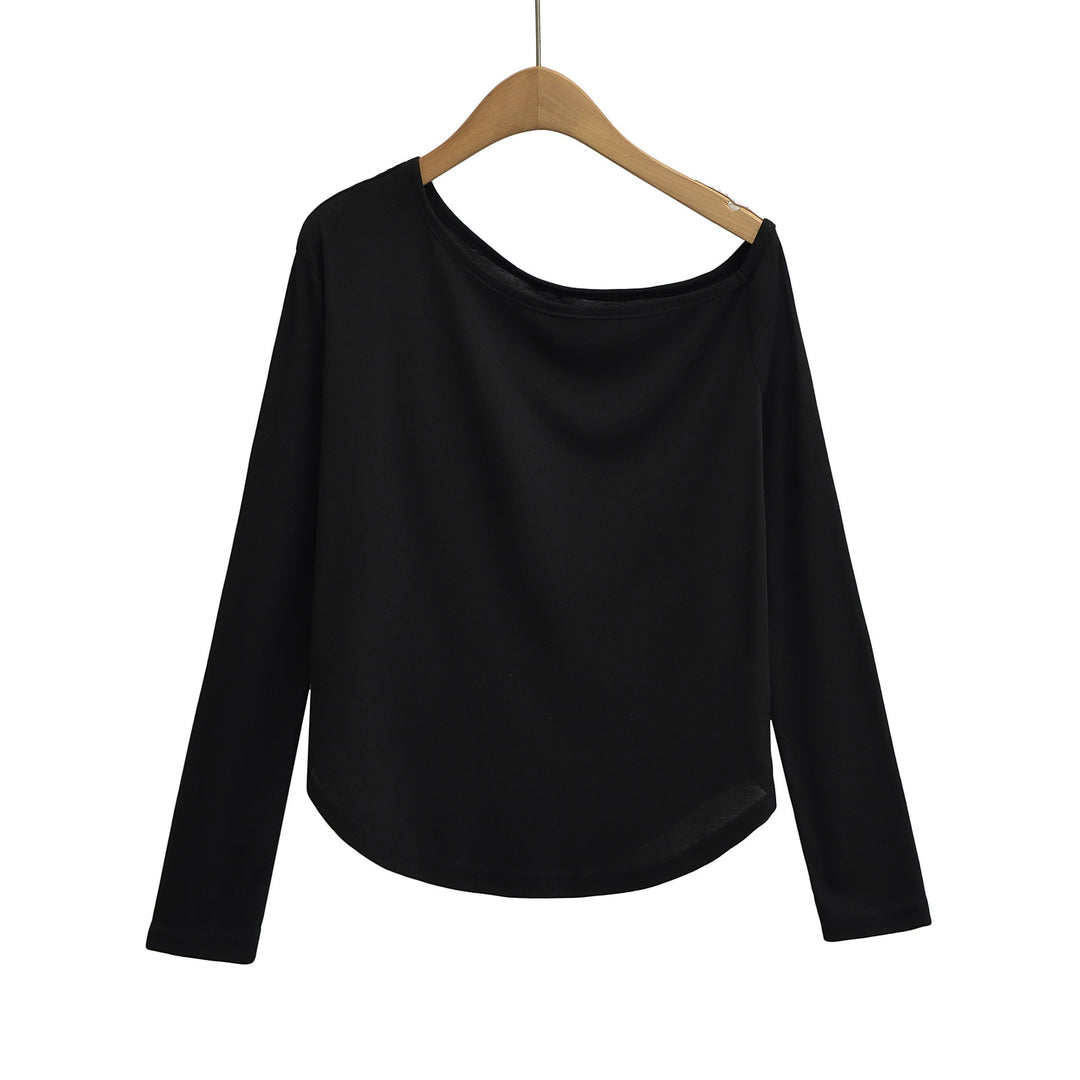 Dame asymmetrisk langærmet top med afslappet splitdesign Stilla