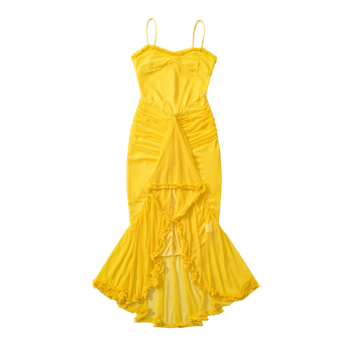 Dame elegant Maxi-kjole med justerbare spaghetti-stropper og charmerende flæse-detaljer Stilla