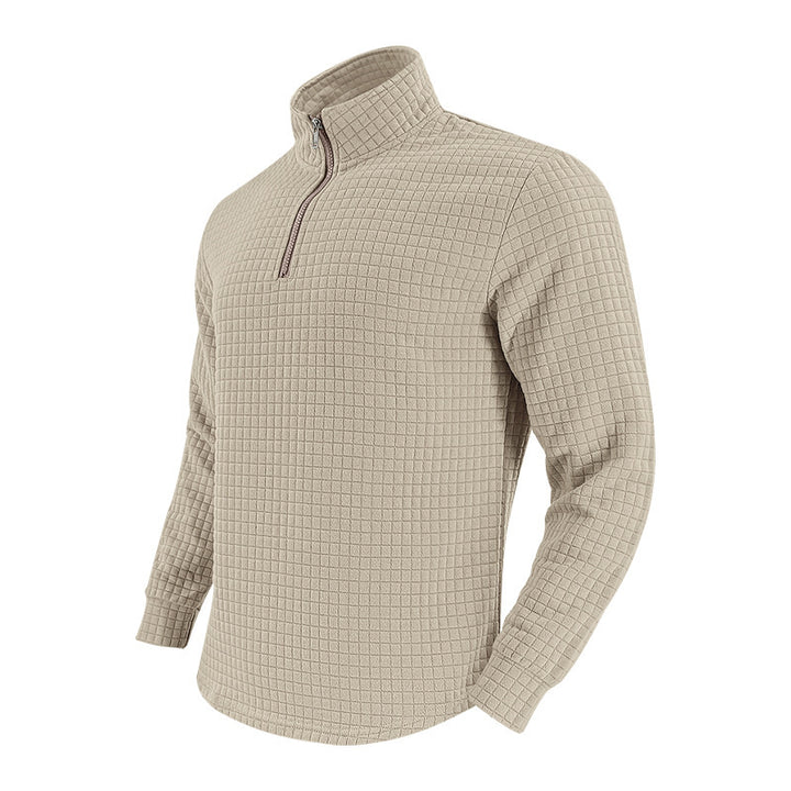 Herrer praktisk ståkrave pullover med lynlås og quiltet design Stilla