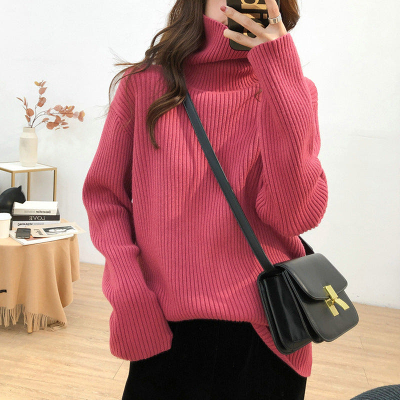 Kvinders varme turtleneck sweater med fin ribstrikket strik Stilla