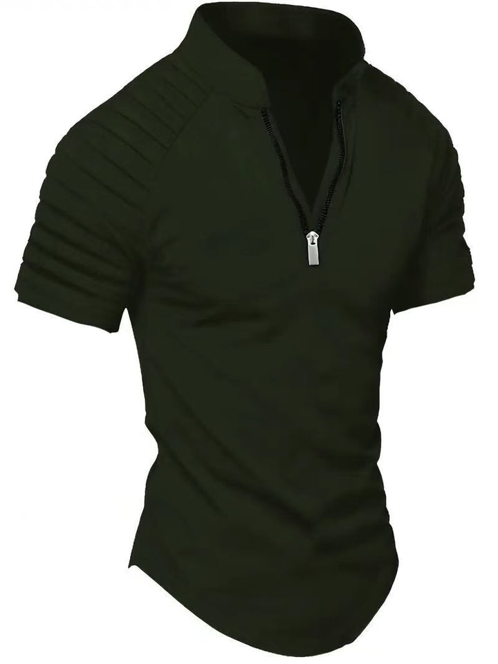 Herre Sporty Kortærmet T-Shirt med struktureret Lynlås Stilla