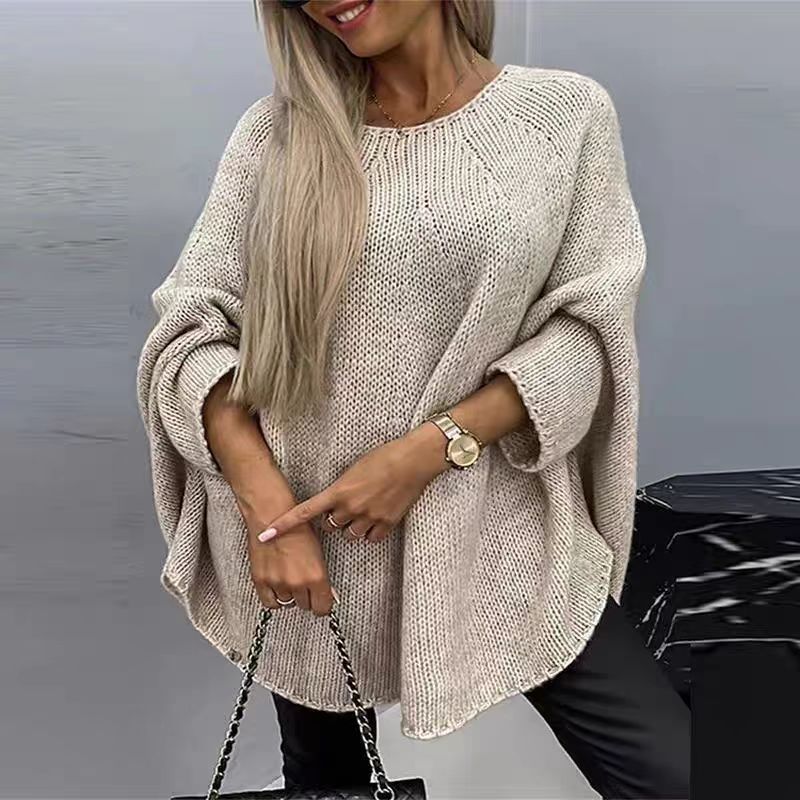 Dame afslappet sweater med brede ærmer og struktureret strikket overflade Stilla