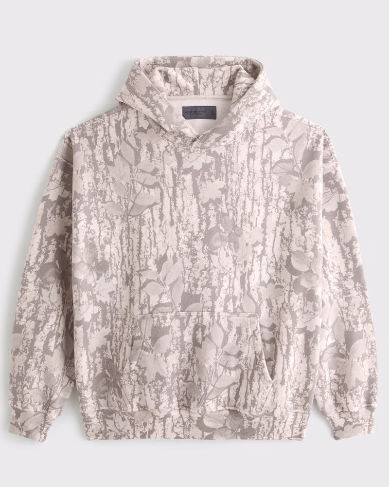 Unisex nan loose hoodie sweat med diskret blæremønster, dobbelt hætte uden snøre og kengurulomme Skovae