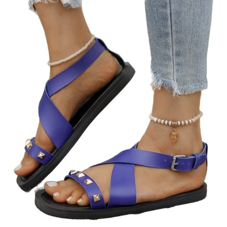 Dame mode Riemchen-sandaler med elegant nitte-detalje og justerbart remsystem Stilla