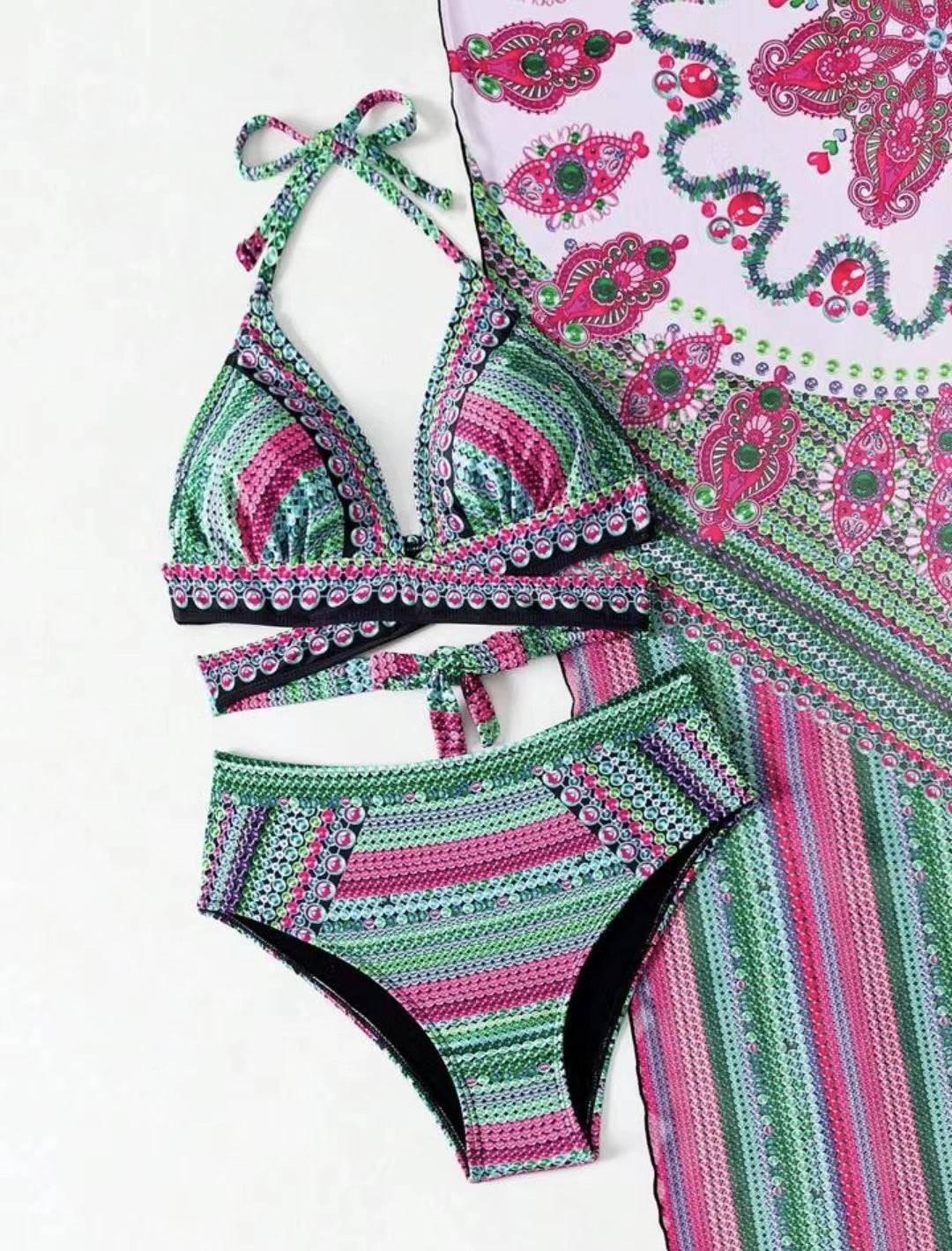 Dame bikinitøj med gennemsigtig kaftan Stilla