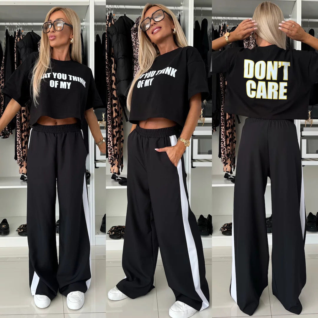 Kvinder casual crop top og brede joggerbukser sæt Skovae