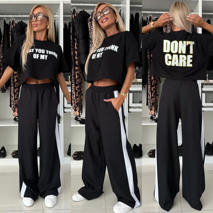 Kvinder casual crop top og brede joggerbukser sæt Skovae