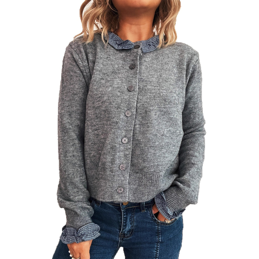 Kvinders elegante cardigan med kontrastkrave Stilla