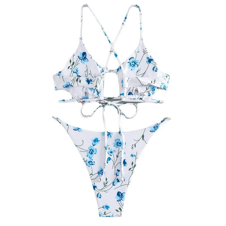 Dame bikinisæt med justerbare stropper og blomsterprint Skovae