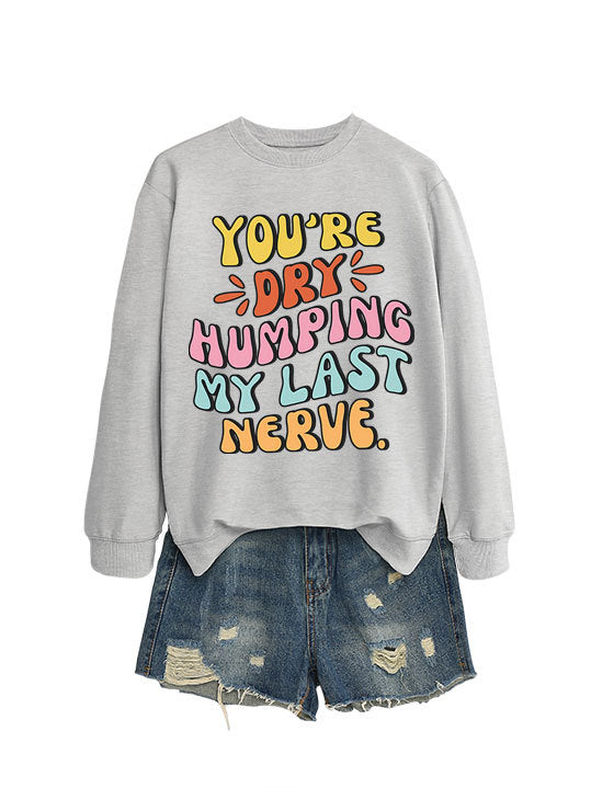 Kvinders sweatshirt med muntert tegneserie slogan og afslappet snit Stilla