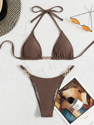 Dame Triangel-Bikini med gyldne detaljer Stilla