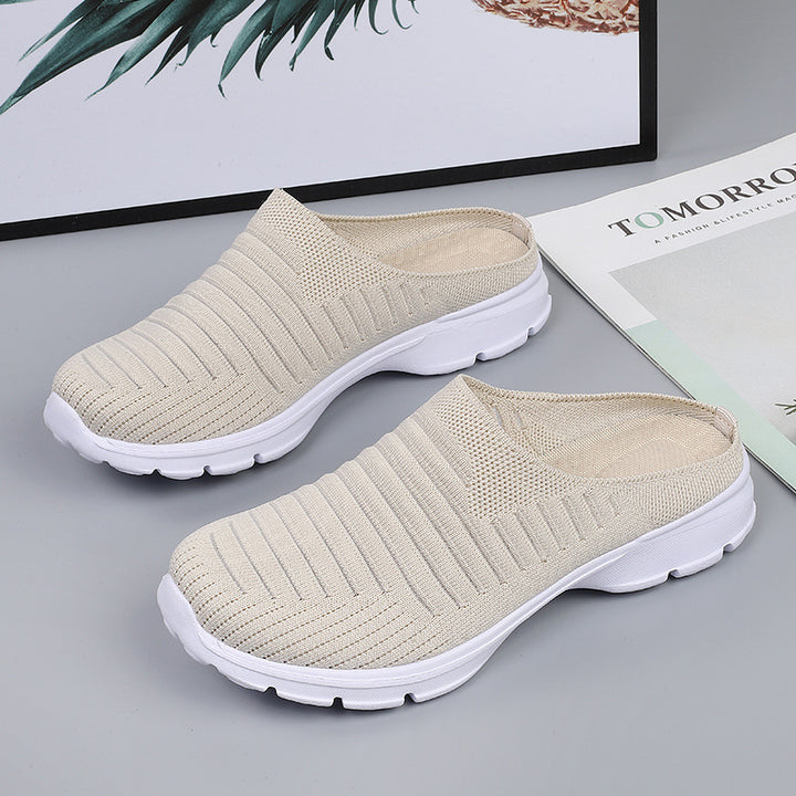 Dame nan strikket slip-on klogs med stødabsorberende EVA-mellemsål og ergonomisk hæl støtte Skovae