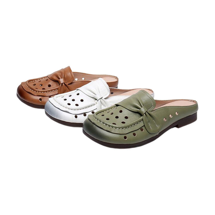 Dame Clogs med perforeret design og mode bue-detalje Stilla