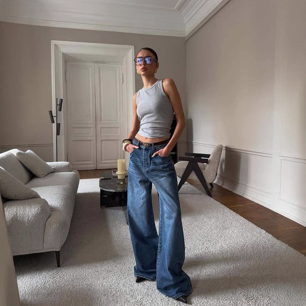 Kvinders brede jeans med høj talje og afslappet pasform Stilla