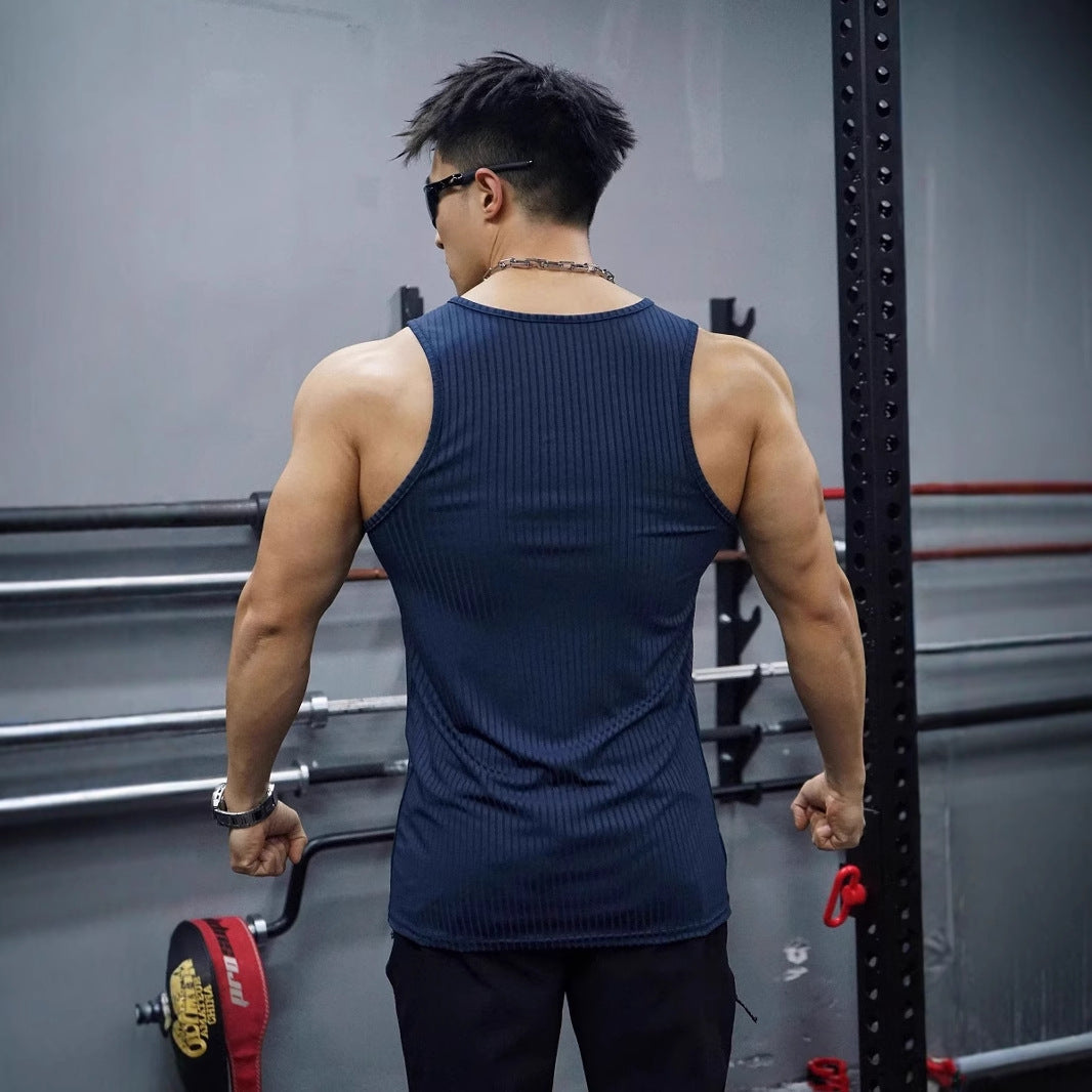 Herrer ærmeløs fitnessskjorte med innovativt snit og åndbart materiale Stilla