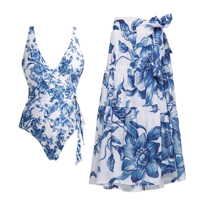 Dame højtaljet bikini sæt med floral design Skovae