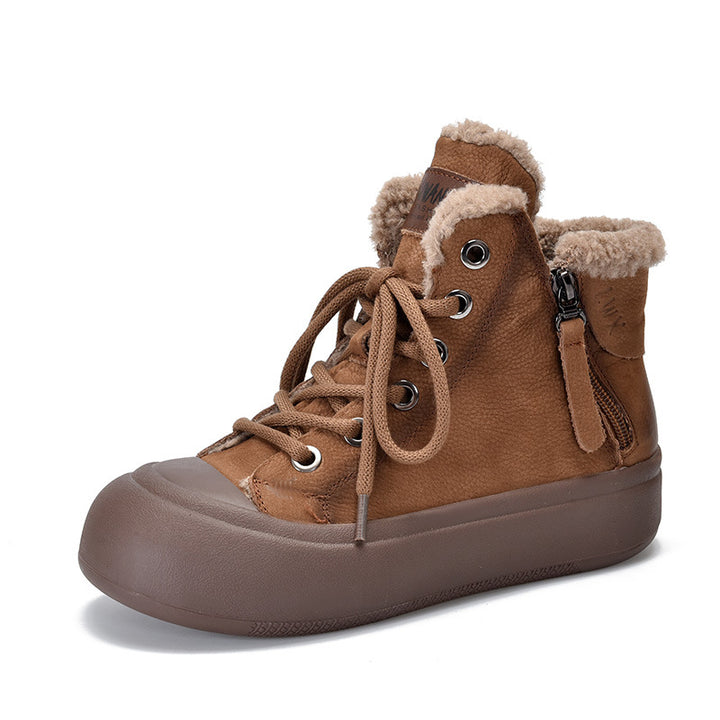 Dame Høj Komfort Sneakers med fæodret indre og praktisk lynlås Stilla