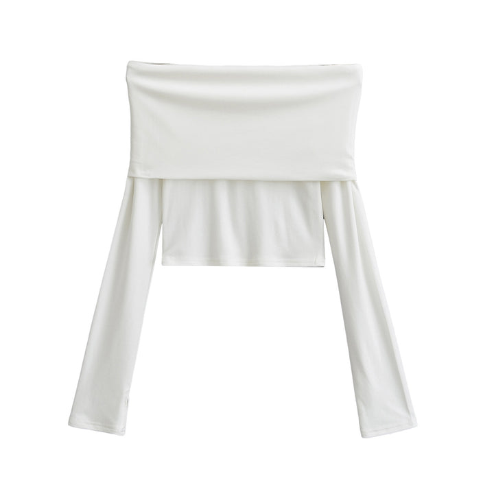 Dame Off-Shoulder Crop-Top med lange ærmer og elegant snit Stilla