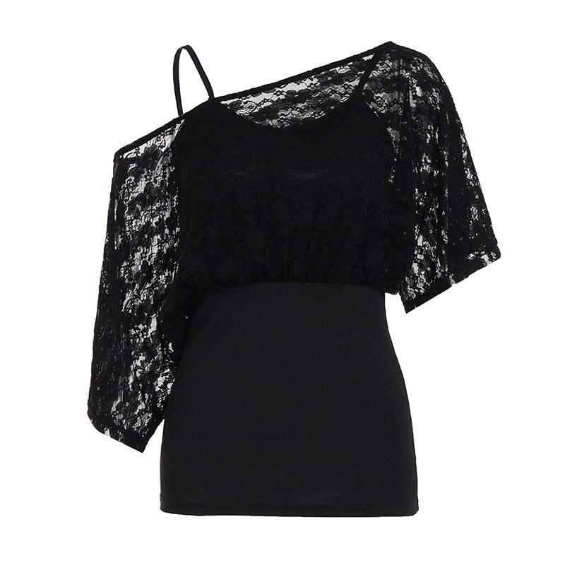 Damen elegante Spitzenbluse mit tailliertem Schnitt und voluminösen Ärmeln Skovae
