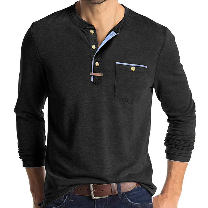 Herren Langarm-Henley-Skjorte med modetrend Knapliste og stilfuldt Lomme-design Stilla