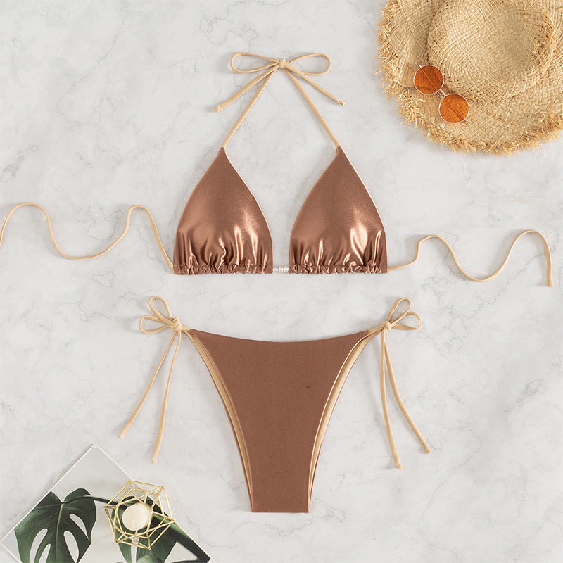 Dame Bikini-sæt med justerbare stropper og elegant flæsedesign Skovae