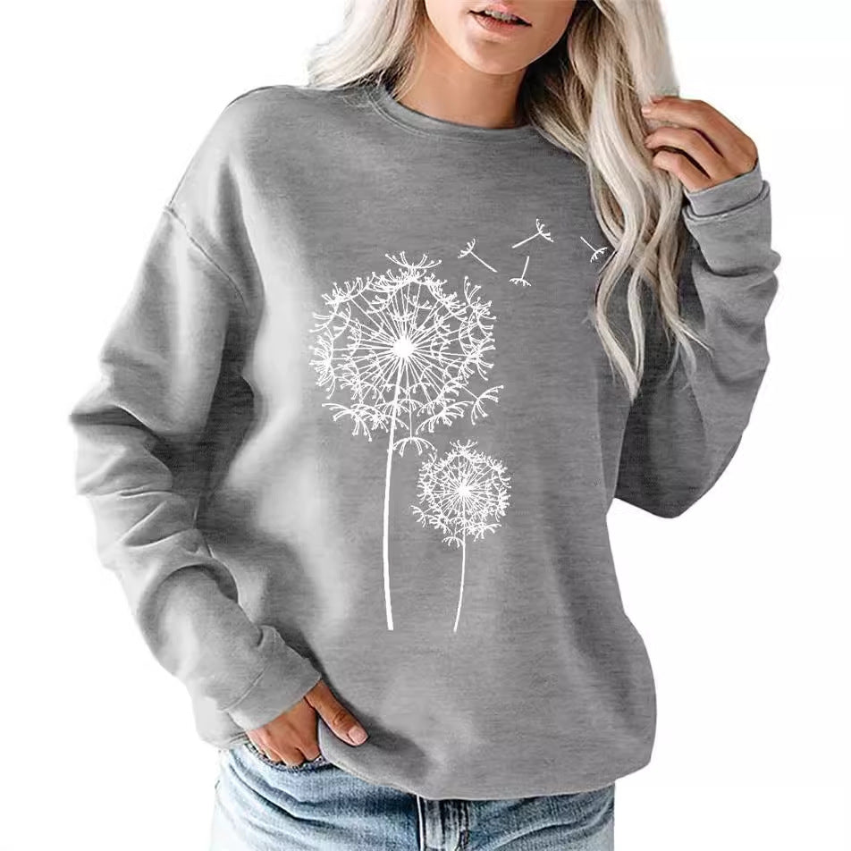 Kvinders sweatshirt med elegant mælkebøtte motiv Skovae