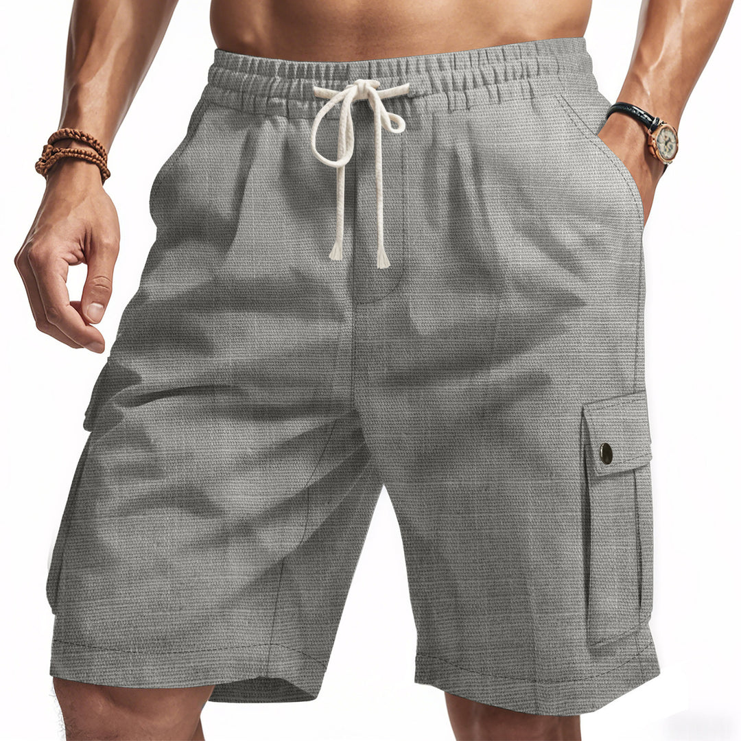 Herrer nan utilitariske cargo-shorts med elastisk talje, snoretræk og påsyede klaplommer Skovae