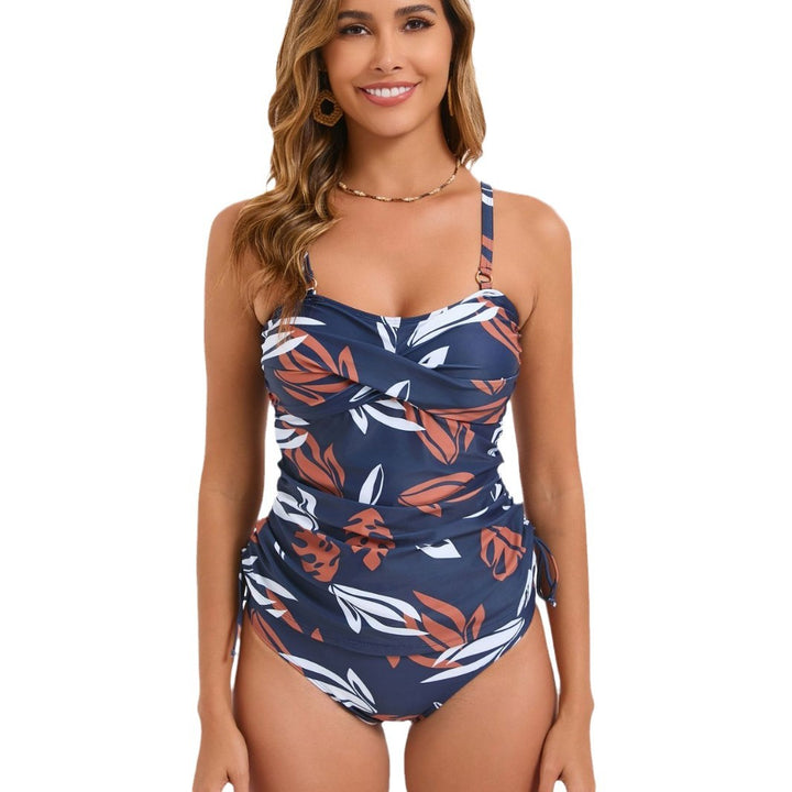 Dame Tankini med moderne draperingsdesign og stilfuldt blomster mønster Stilla