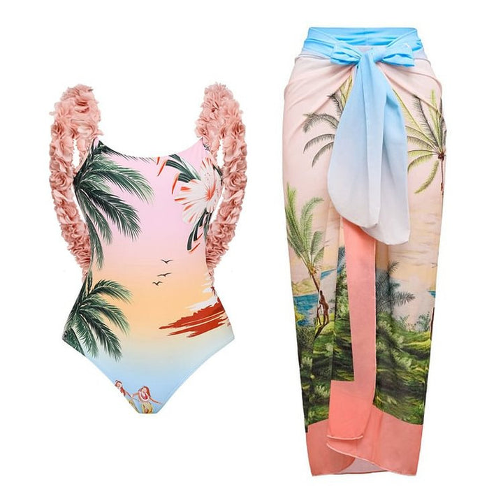 Dame Bikiniset med kvalitets blomsterprint og justerbare stropper Skovae