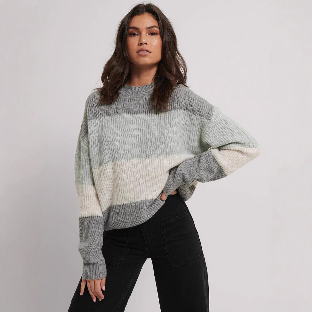 Kvinders fashionable sweater med farvekoordineret blokdesign og afslappet snit Stilla