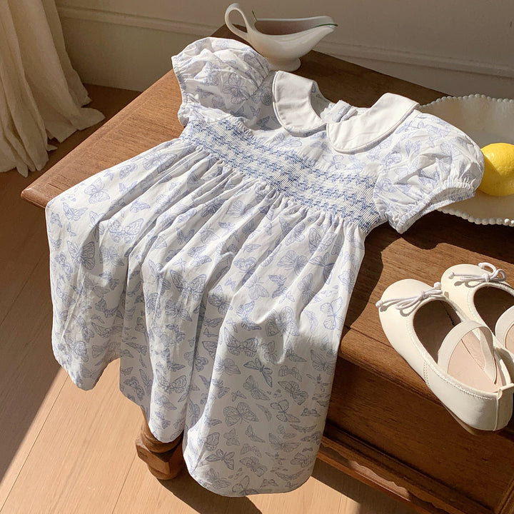 Pige Smocked Sommerfugletryk Kjole Stilla