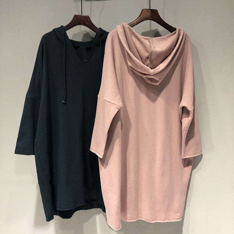 Kvinders hoodie kjole med generøs pasform og hætte Skovae