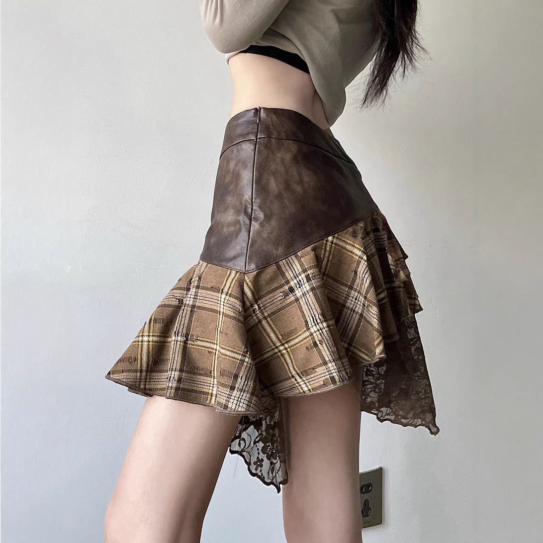 Dame Mode Wrap Skirt med asymmetrisk skæring og afslappede flæse detaljer Skovae