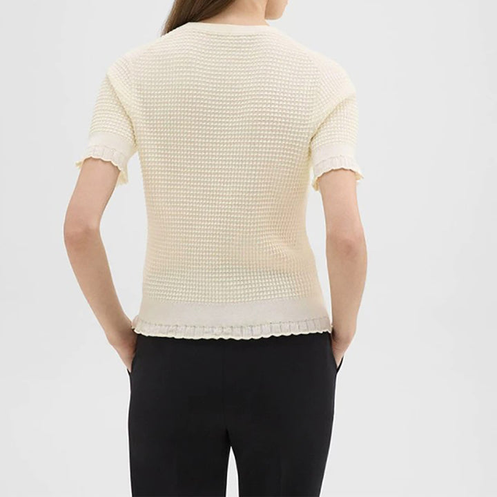Dame trendy strikoverdel med dekorativ flæse og struktureret design Stilla