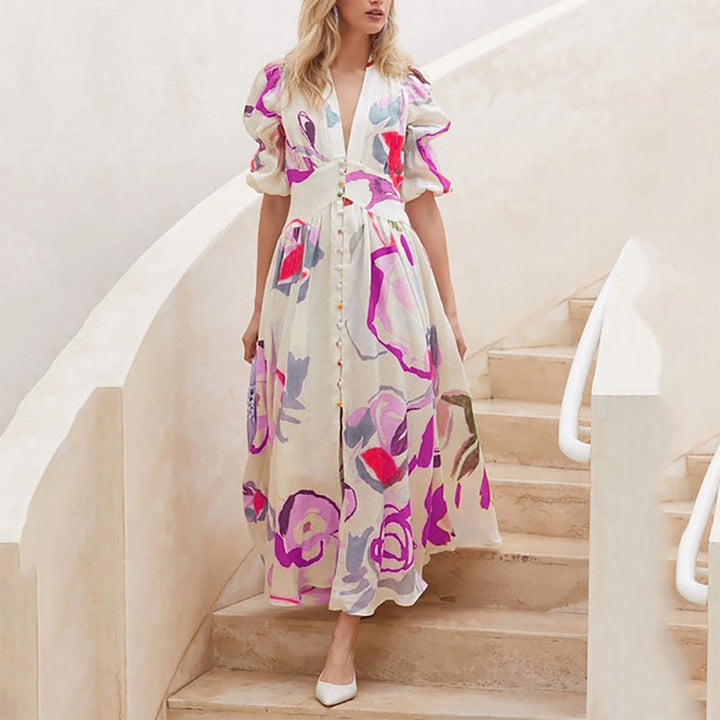 Dame Floral-Print-Maxikjole Stilla