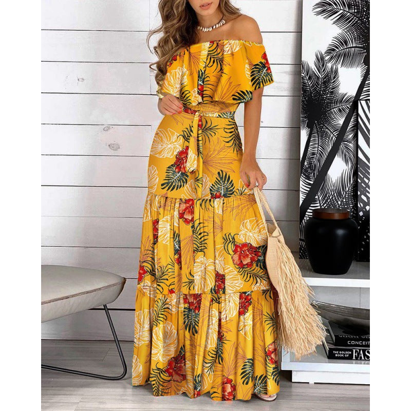 Dame Off-Shoulder Maxikjole med udskåret kant Stilla