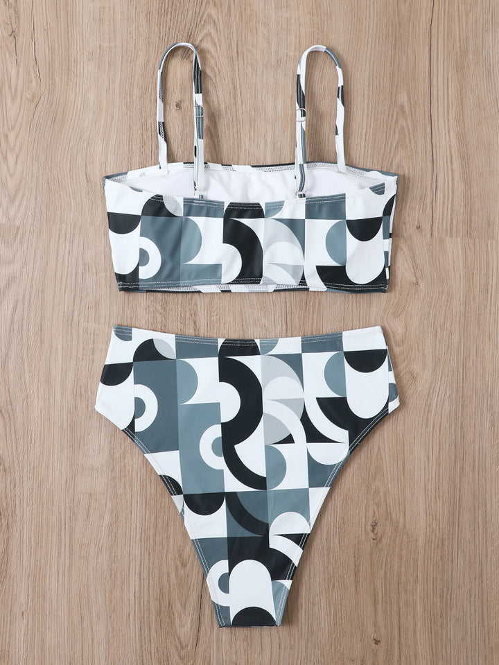 Dame Geometrisk Print Bralette Bikini Sæt Stilla