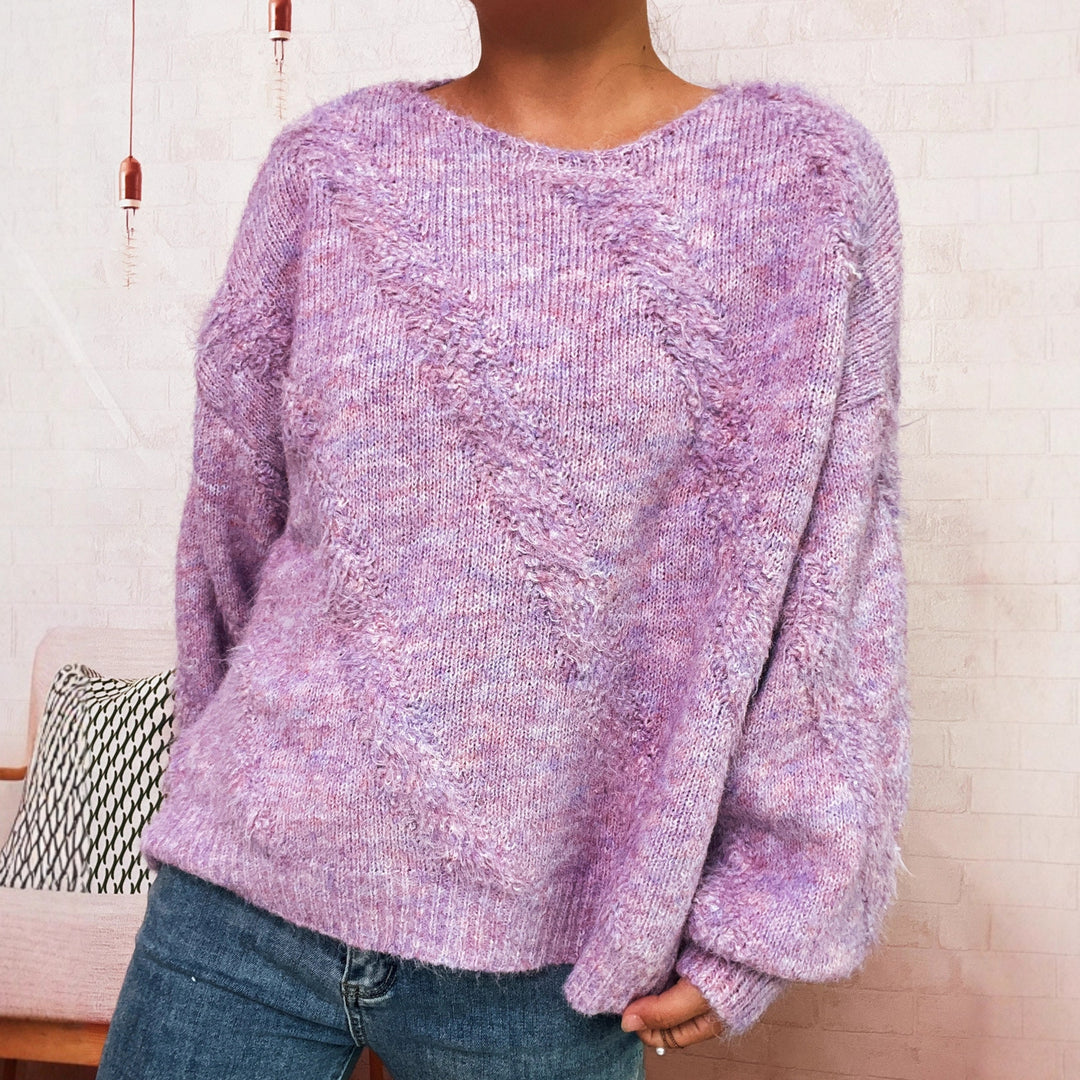 Kvinders hyggelige sweater med diagonal strukturoverdesign Stilla
