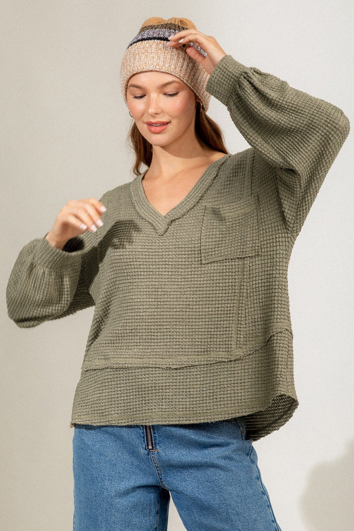 Stilla | Mode V-hals Langærmet Løs Strikket Sweatshirt