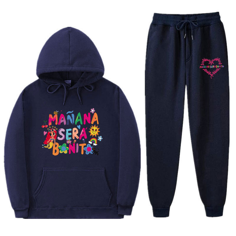 Kvinders sweatshirt og joggingbukser sæt med farverig print Skovae