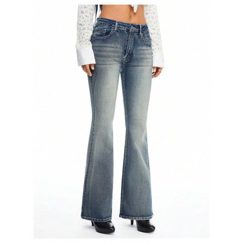Dame Bootcut Jeans med dekorerede lommer Skovae