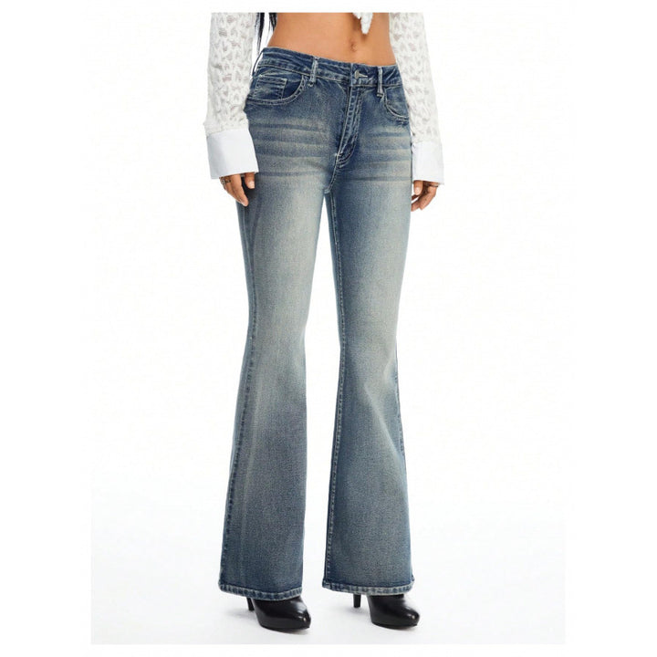 Dame Bootcut Jeans med dekorerede lommer Skovae